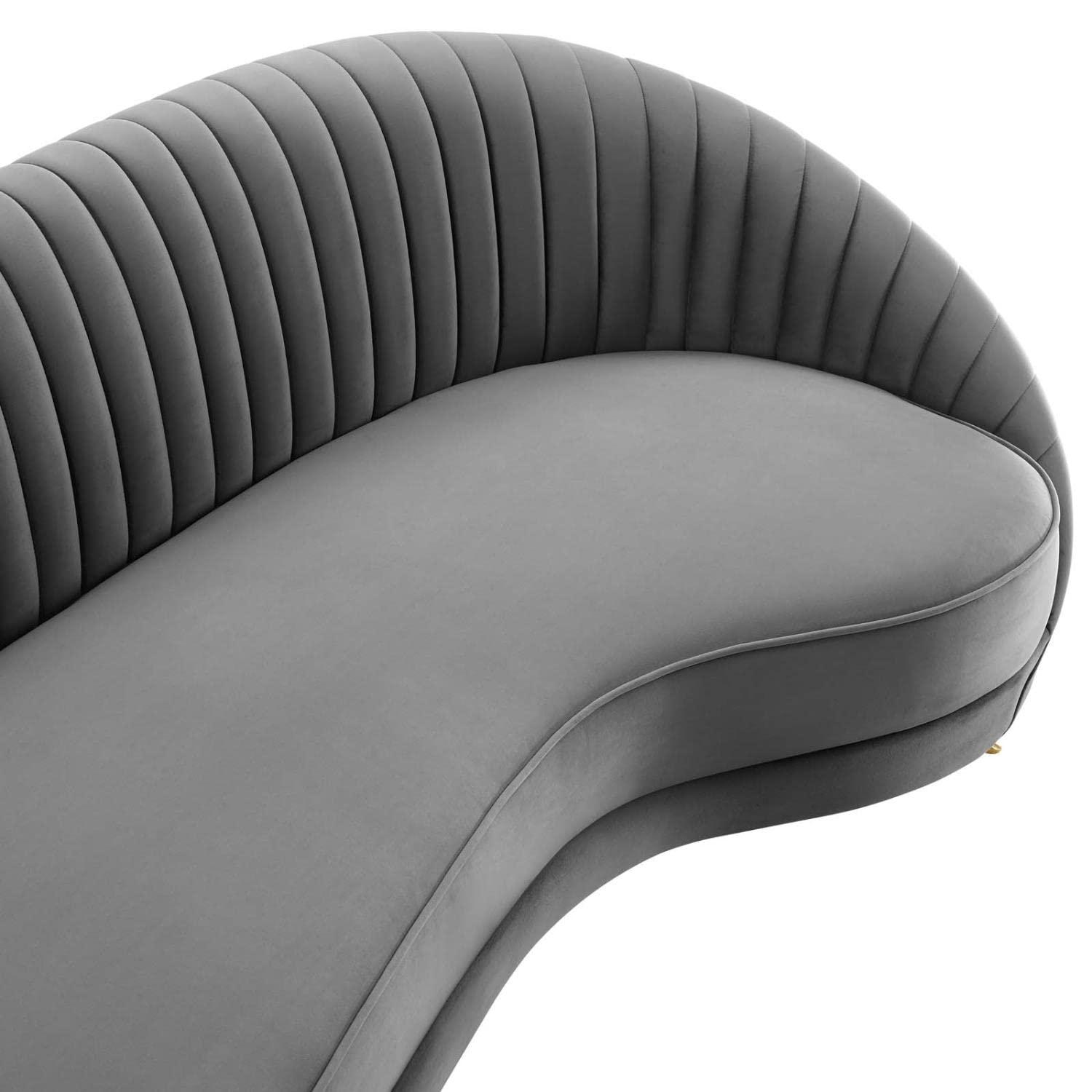 Ergode Camber Channel Tufted Performance Velvet Sofa - Gray