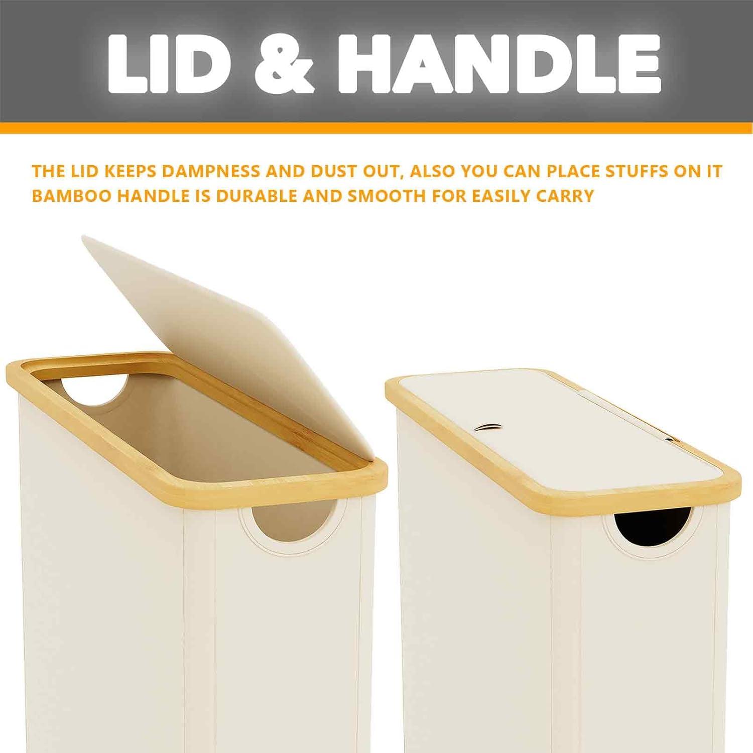 Extra Large Toilet Paper Storage With Lid, Holds Up To 24 Regular Rolls Or 18 Mega Rolls, Slim Basket Holder Bin Container For Bathroom Accessories Organizer