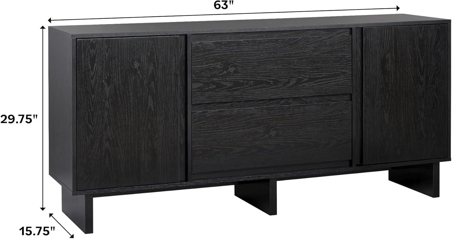 Walker Edison 58" Scandi TV Stand for TVs up to 65” with Beveled Drawers, Black