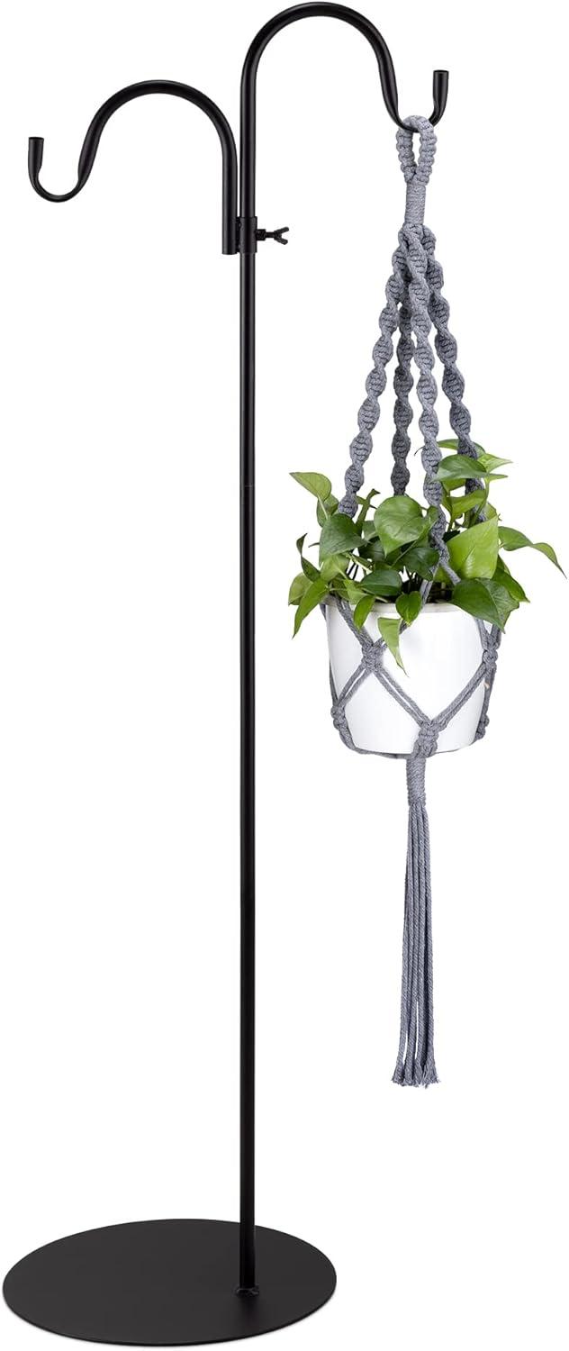 Navaris Shepherds Hooks for Outdoor - Hanging Bird Feeder Plant Pot Hook Stand Pole for Garden - Adjustable Hooks for Hummingbird Feeders and Plants