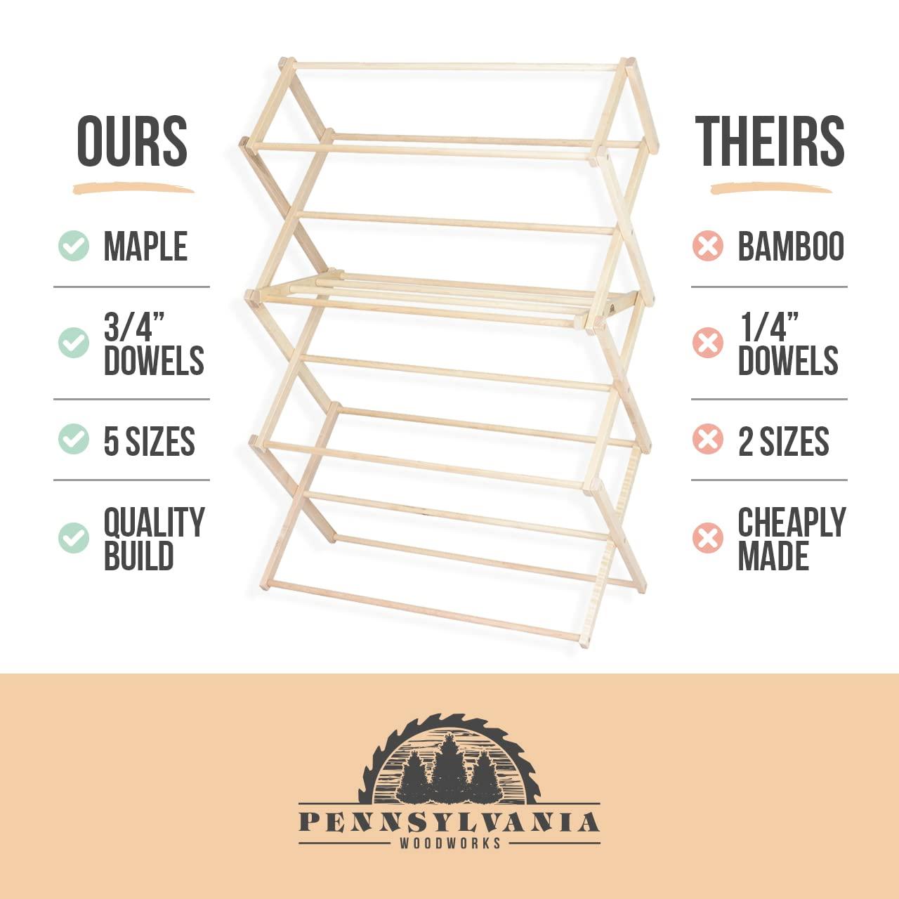 Large Foldable Maple Hardwood Clothes Drying Rack