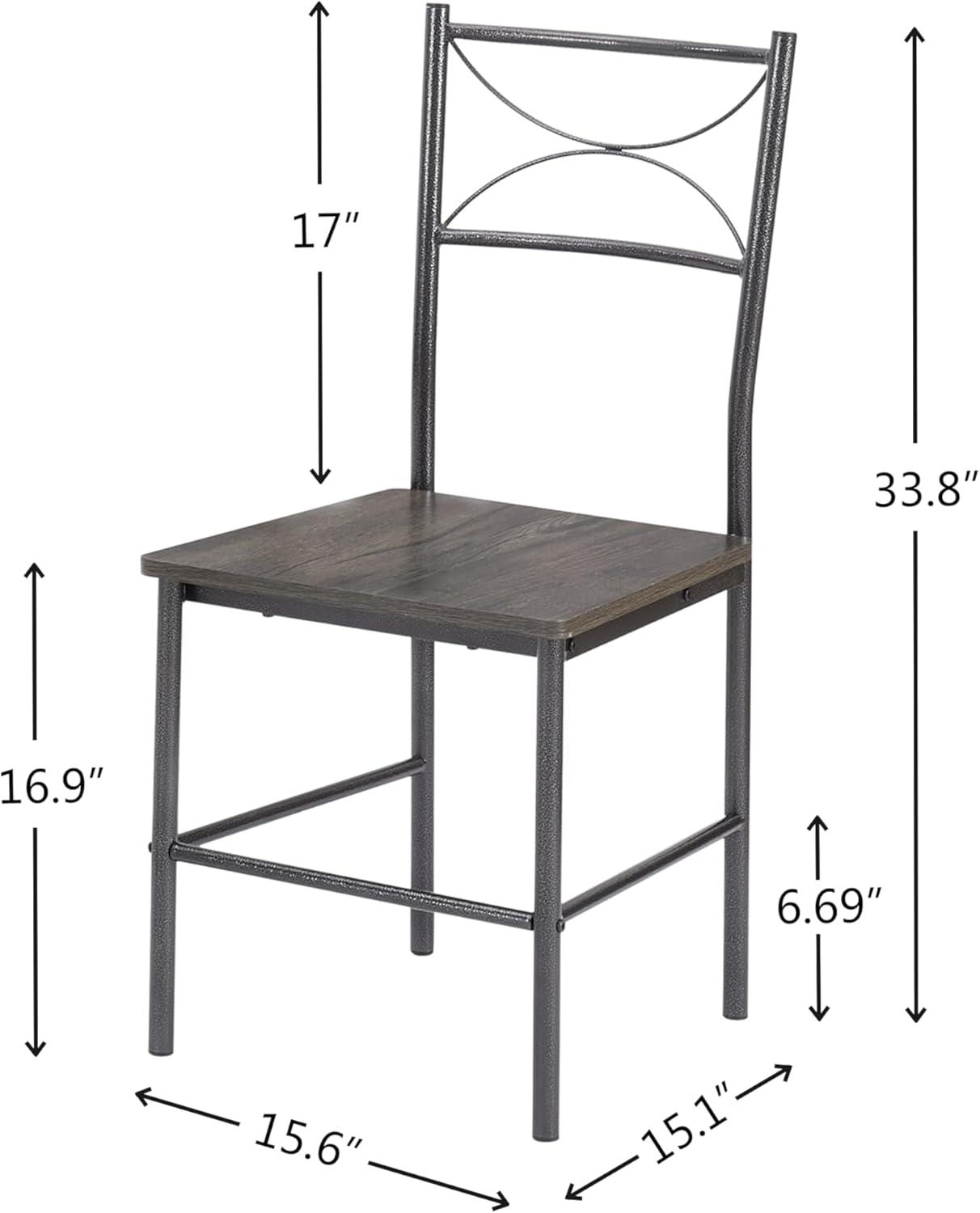 Gray Metal and Wood 3-Piece Square Dining Set