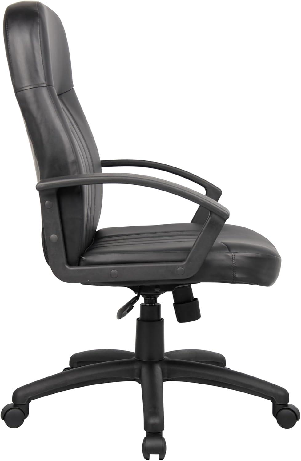 Executive Leather Budget Chair Black - Boss Office Products: Swivel, Lumbar Support, 250lb Capacity