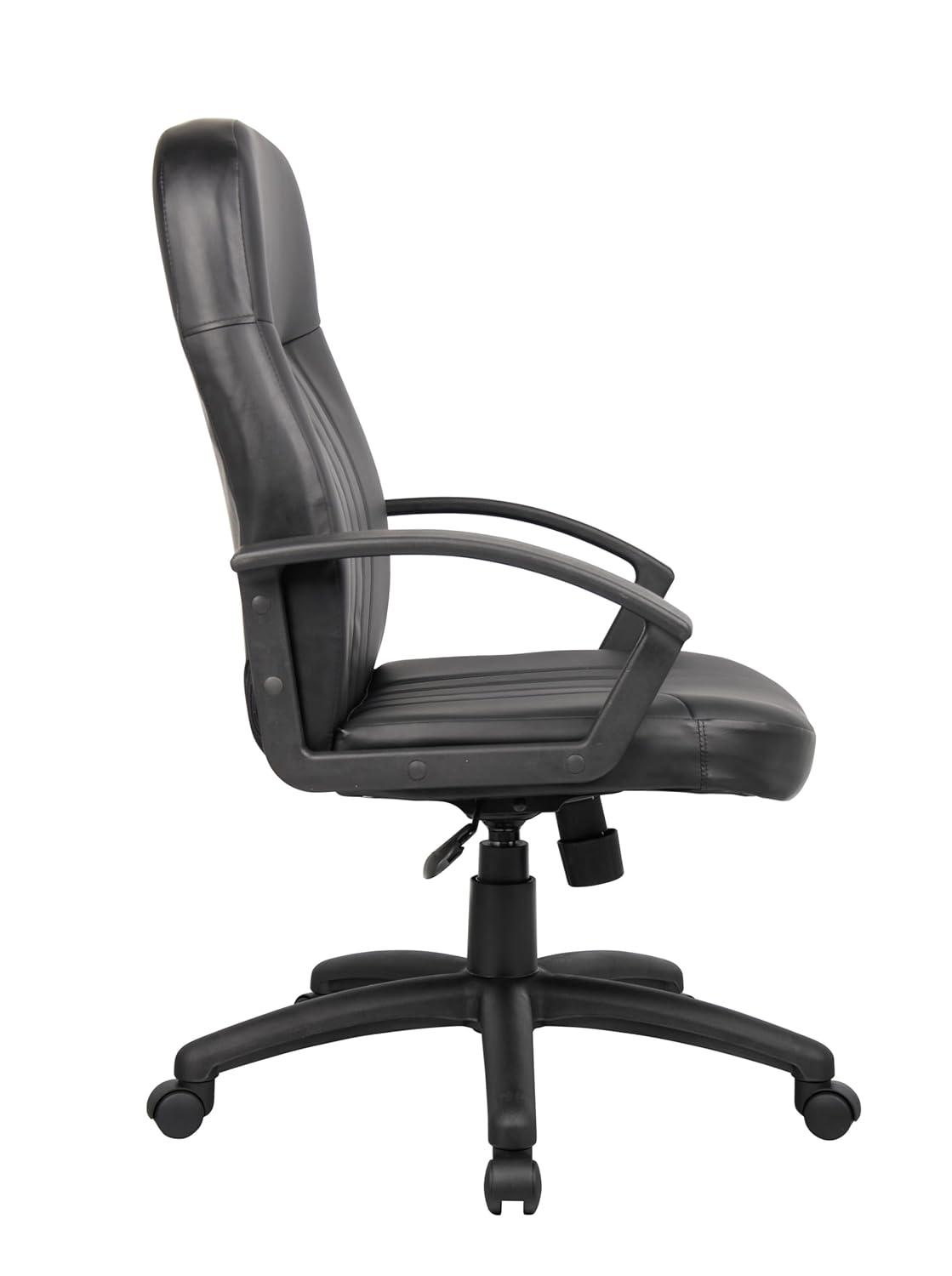 Executive Leather Budget Chair Black - Boss Office Products: Swivel, Lumbar Support, 250lb Capacity