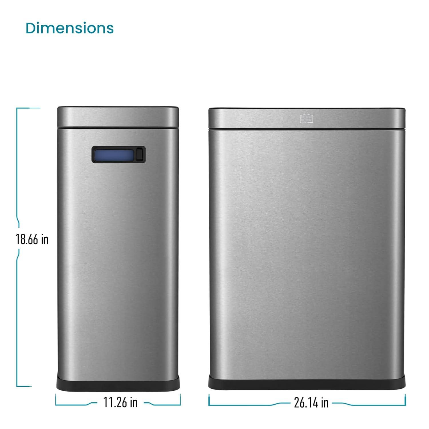 Home Zone Living Home Zone Living Open Top Trash Can Dual Removable Liners for Trash and Recycling Stainless Steel
