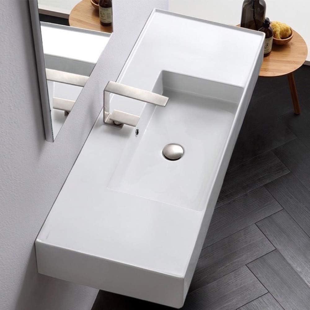 Scarabeo By Nameeks 18.1'' Glossy White Ceramic Rectangular Vessel, Wall Mount Bathroom Sink with Overflow