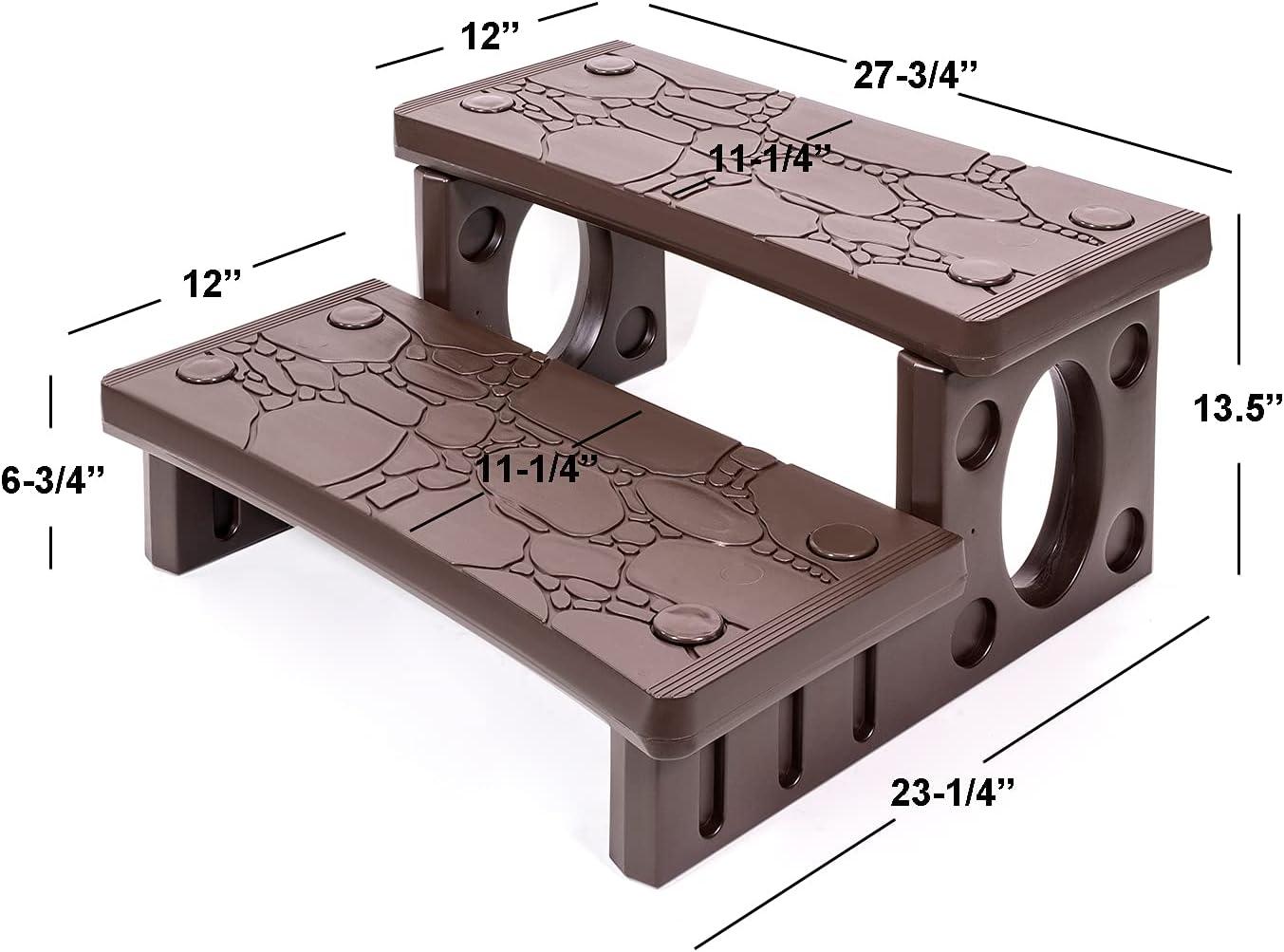 Mocha Plastic Anti-Skid 2-Step Spa and Pool Steps