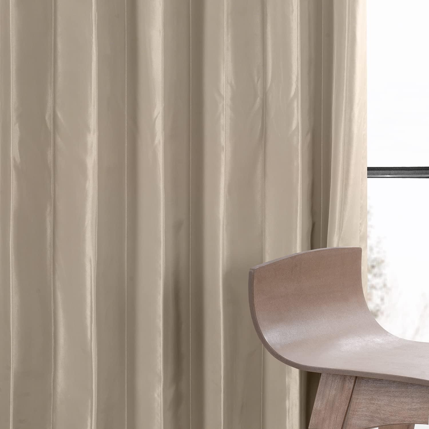 HPD Half Price Drapes Blackout Curtains for Bedroom & Living Room - Faux Silk Taffeta Blackout Curtain 50 X 96 (1 Panel), PTCH-BO130907-96, Antique Beige