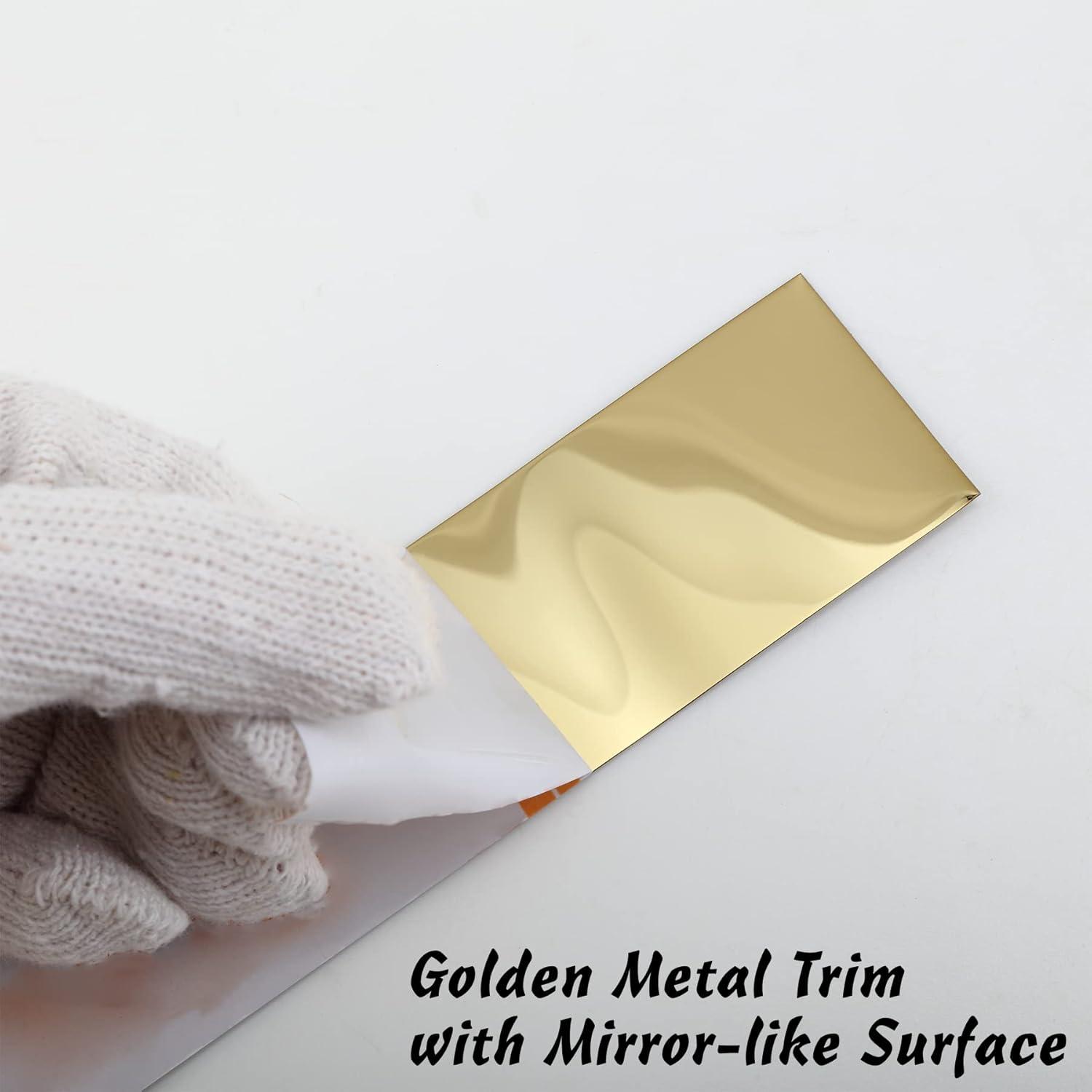 Stainless Steel Wall Molding Trim Peel and Stick, Flexible Self-Adhesive Metal Trim for Ceiling, Mirror Frame and More, Mirror-Like Finish Metallized Silver