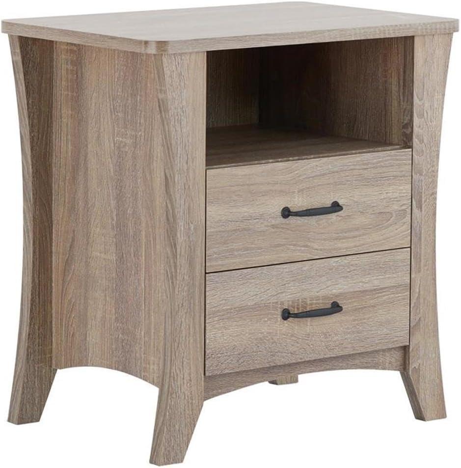 24" Colt Accent Table Rustic Natural - Acme Furniture: Engineered Wood Nightstand with Open Storage, 2 Drawers