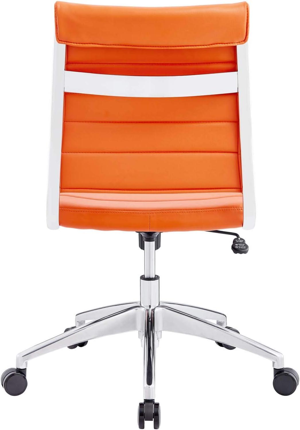 Orange Armless Swivel Office Chair with Metal Base