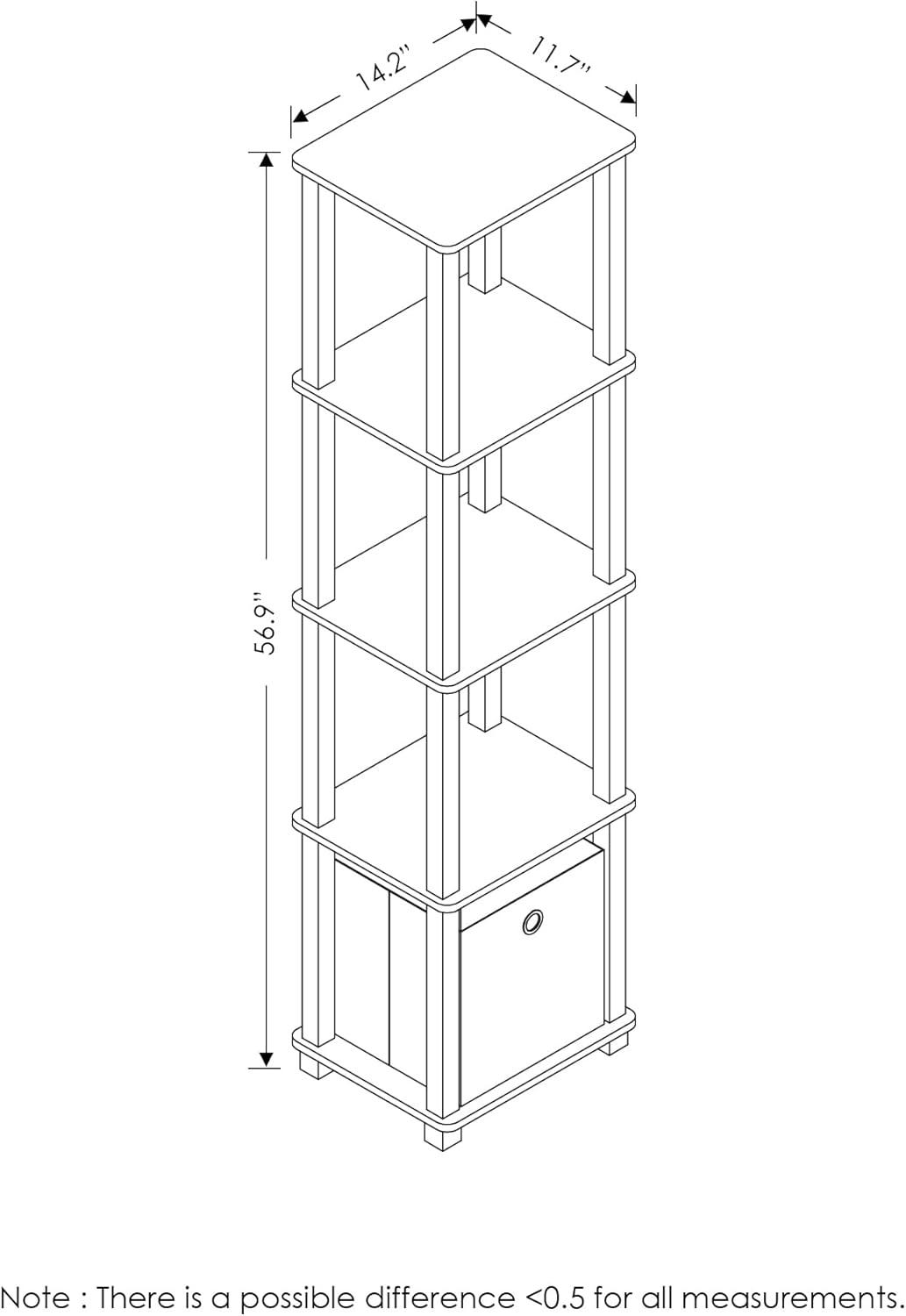 Furinno 5-Shelf Storage Bookcase Multi-Functional Bookshelf Display Rack with Drawer,Black