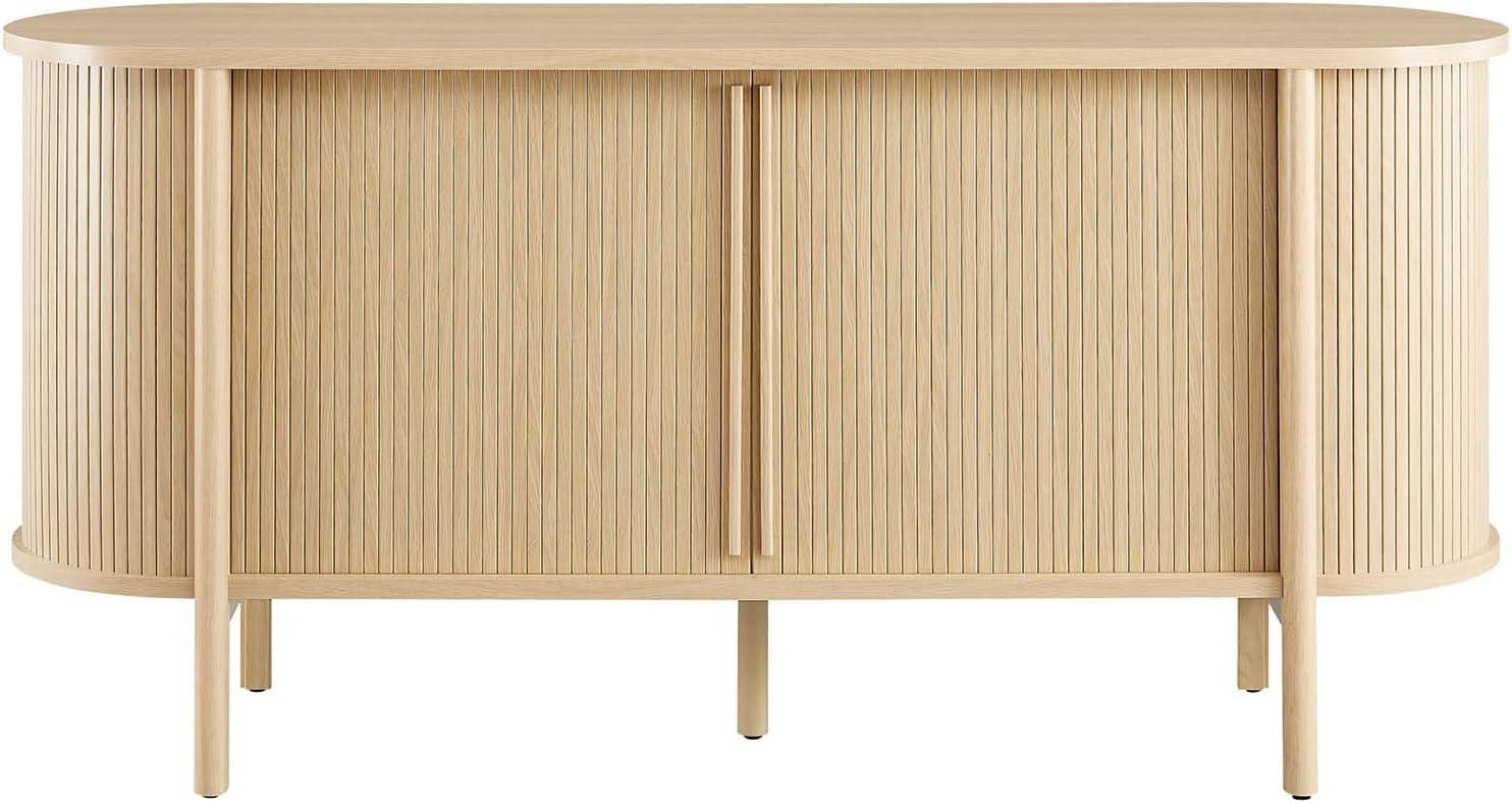 Modway Cadence Modern Wood Sideboard with Open Shelving in Oak