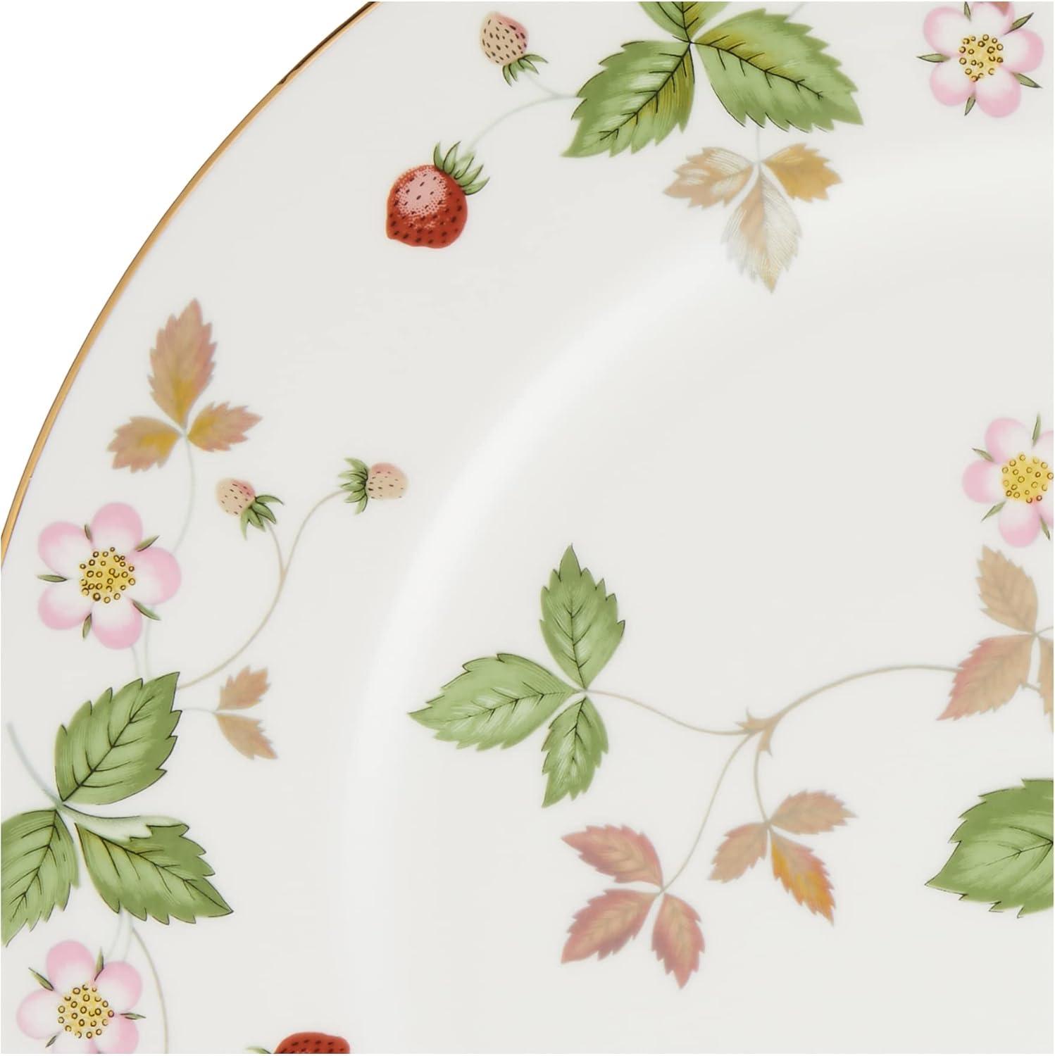 Wild Strawberry Fine Bone China Dinner Plate with Gold Rim