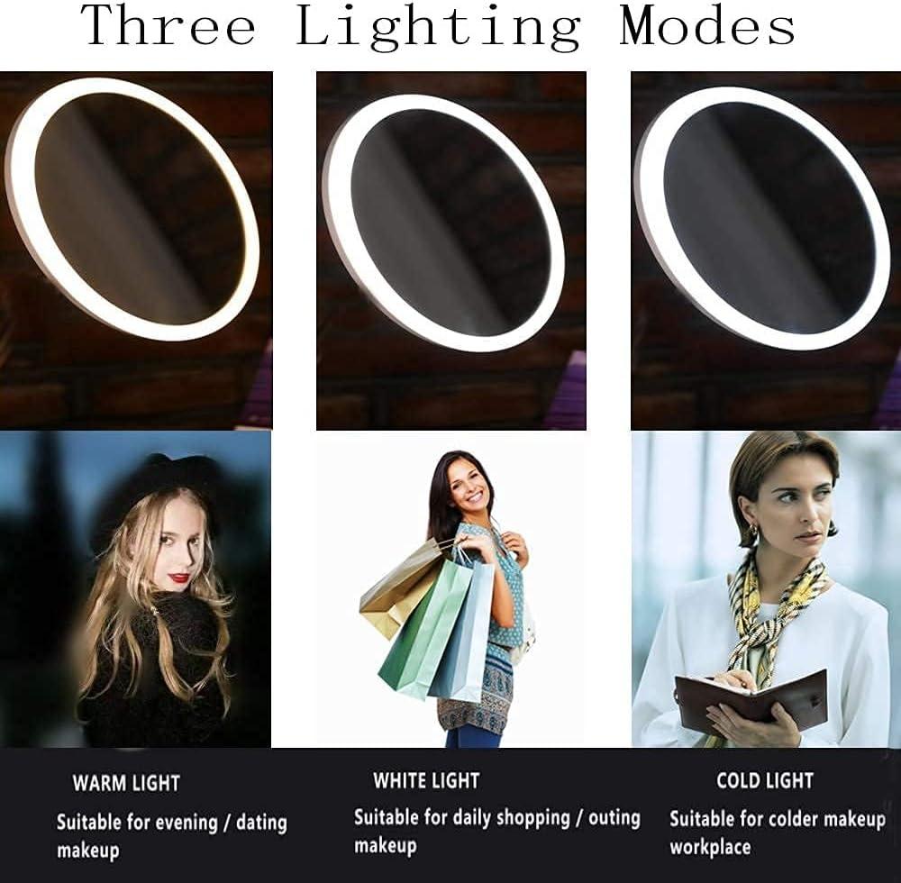 8.5 Inch Wall Makeup Mirror with 3 Tones LED Lights,Double Sided Vanity Mirror for Bathroom 10X Magnification,Plug Powered (Black/10X)