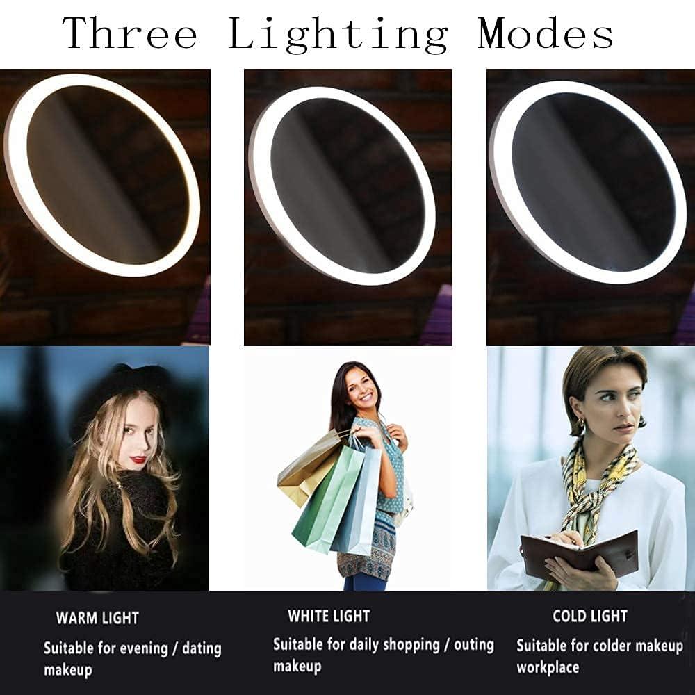 8.5 Inch Wall Makeup Mirror with 3 Tones LED Lights,Double Sided Vanity Mirror for Bathroom 10X Magnification,Plug Powered (Black/10X)