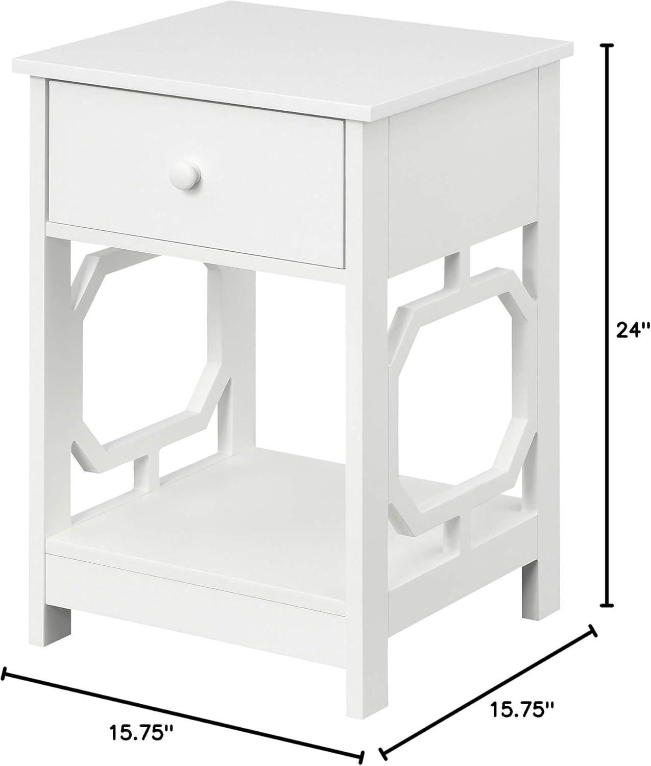 Omega 1 Drawer End Table, White