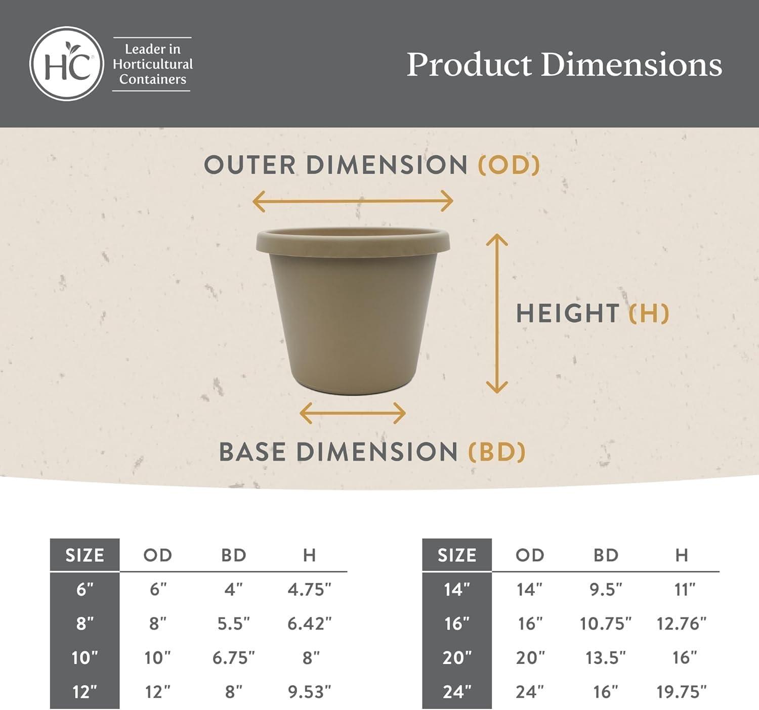 The HC Companies 12 Inch Round Prima Planter - Plastic Plant Pot with Rolled Rim for Indoor Outdoor Plants Flowers Herbs, Sandstone