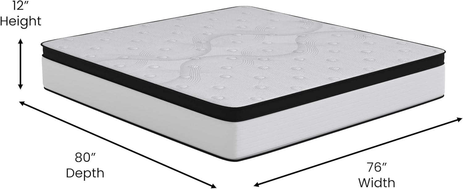 Merrick Lane 12 Inch Extra Firm Hybrid Pocket Spring & CertiPUR-US Certified Foam Mattress in a Box