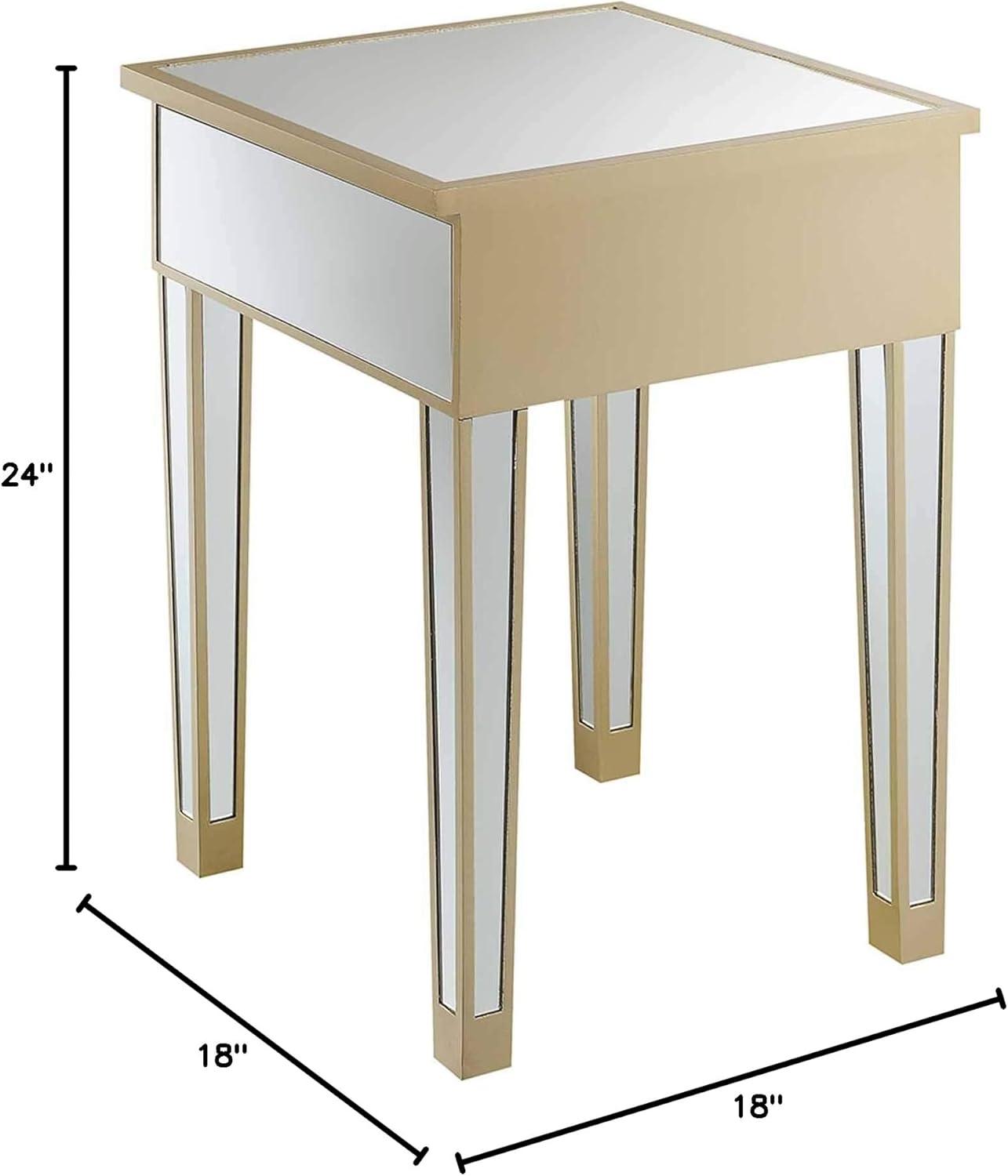 Convenience Concepts Gold Coast Mirrored End Table with Drawer, Multiple Colors