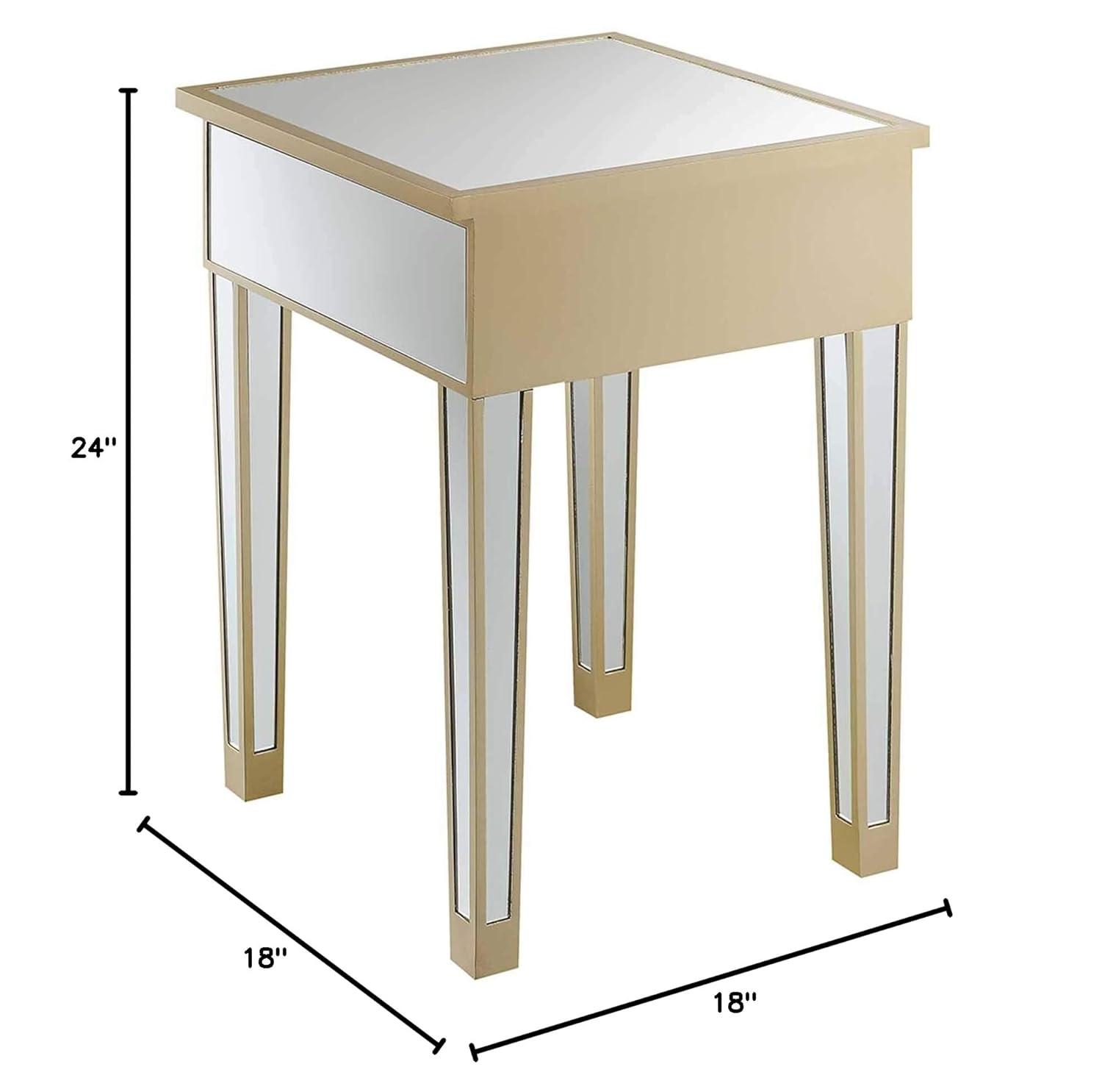Convenience Concepts Gold Coast Mirrored End Table with Drawer, Multiple Colors