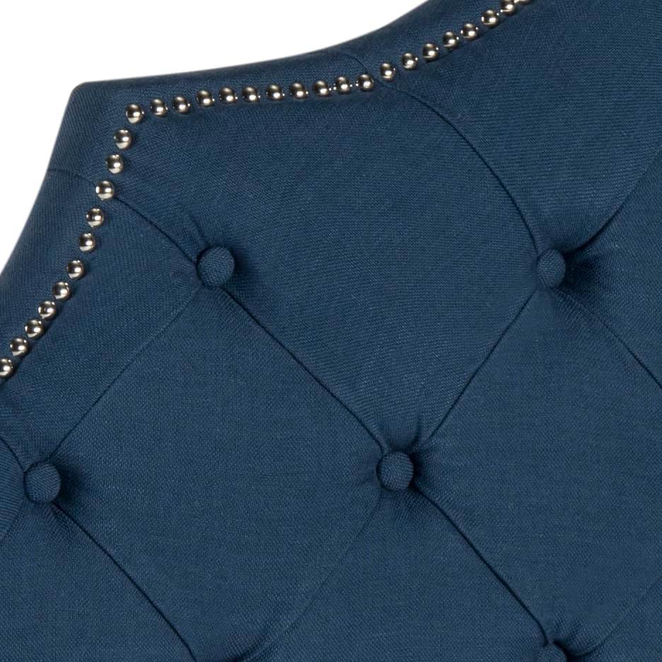 SAFAVIEH Arebelle Rustic Glam Tufted Headboard with Nail Heads, King, Steel Blue