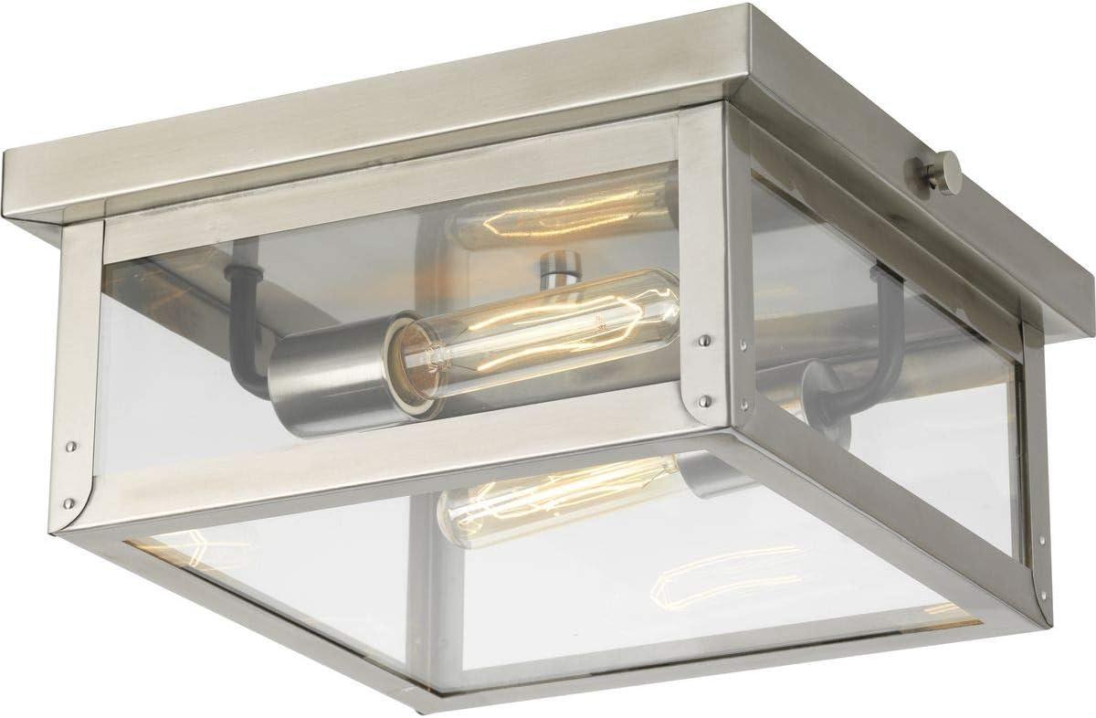 Union Square Stainless Steel Glass Flush Mount Light