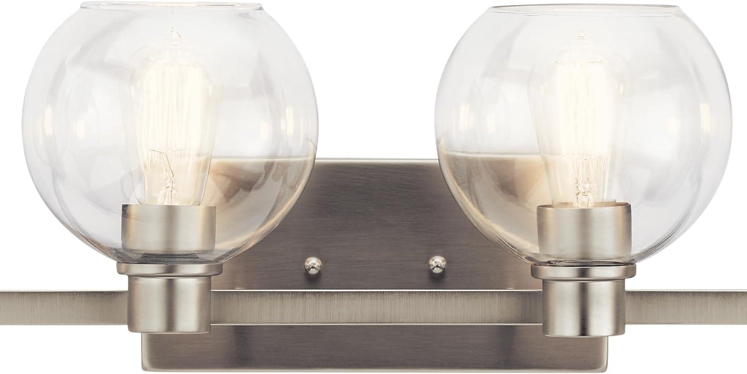 Harmony Brushed Nickel 33.5" Transitional Vanity Light with Clear Globe Shades