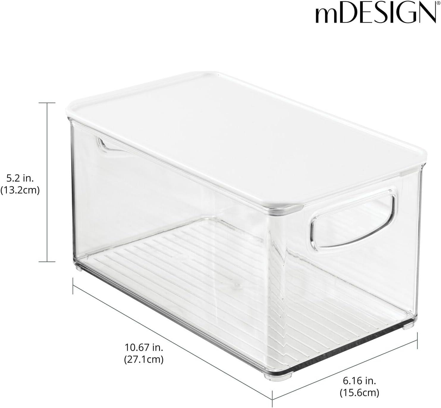 mDesign Plastic Deep Kitchen Storage Bin Box, Lid/Handles