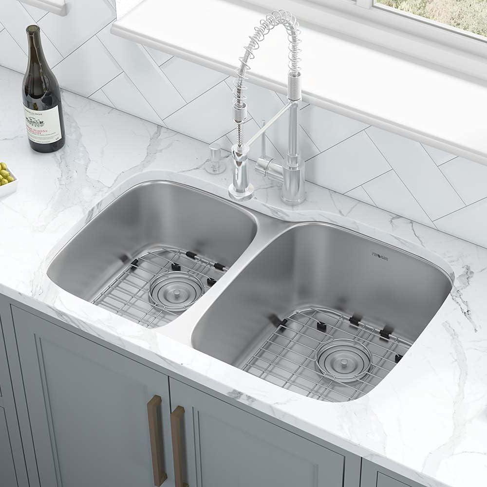 Ruvati 32-inch Undermount 40/60 Double Bowl 16 Gauge Stainless Steel Kitchen Sink