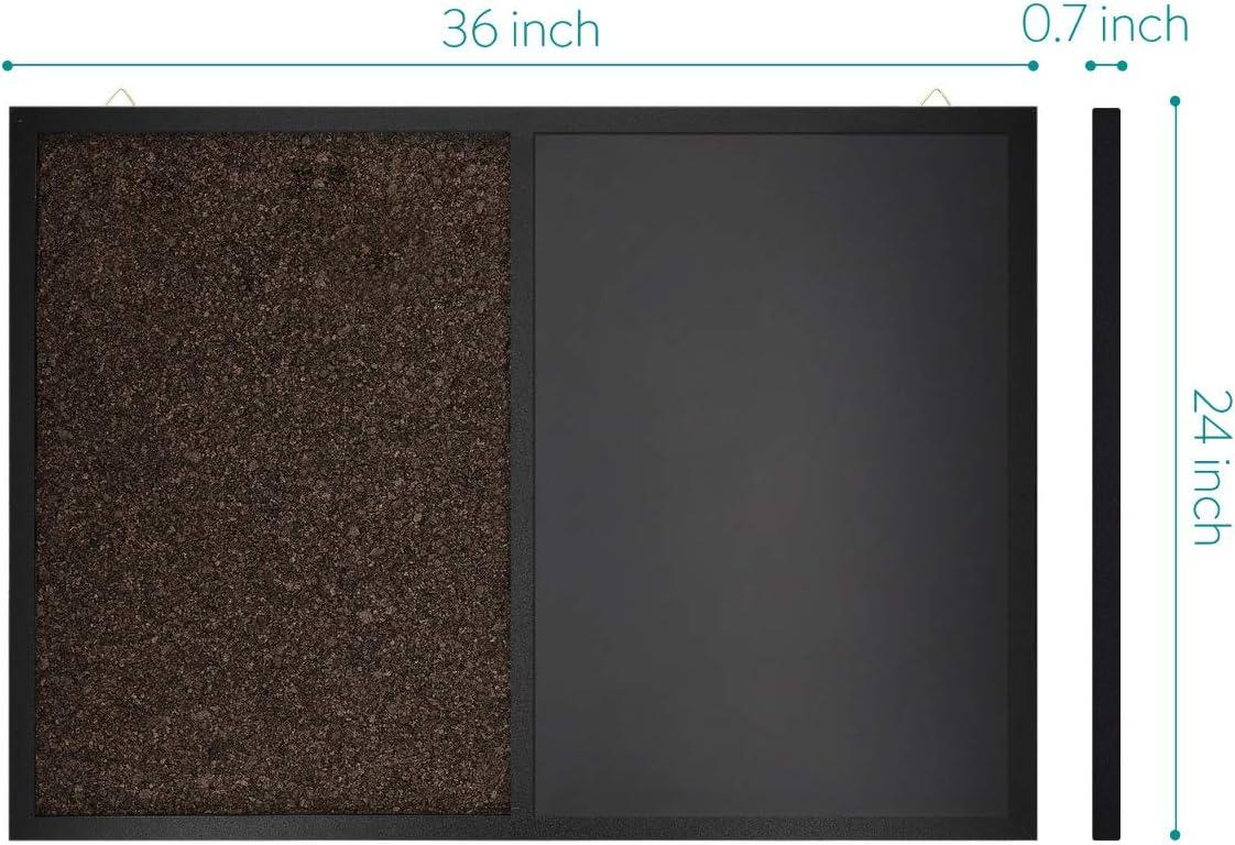 Navaris 24 x 36 Inch Magnetic Chalk and Cork Board with Black Frame