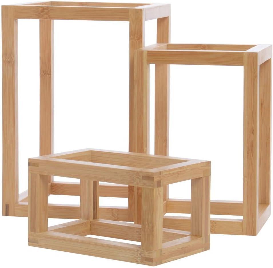 Natural Bamboo Rectangular Frame Riser Set of 3