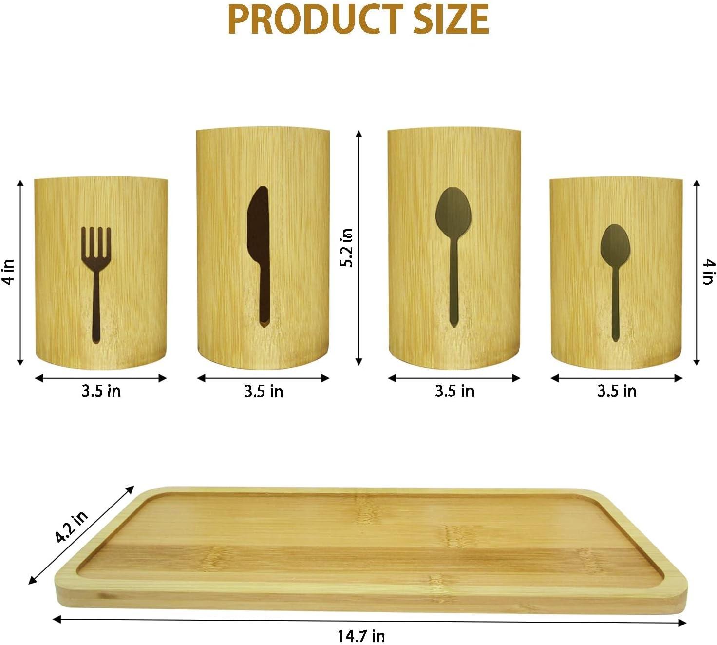 Bamboo Polished Utensil Caddy with Tray