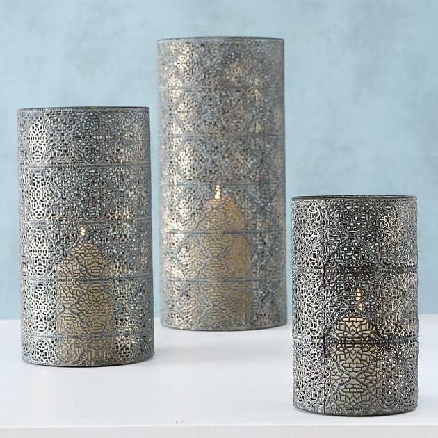 3 Piece Alhambra Hurricane Candle Lantern Set, 15.75 Inches