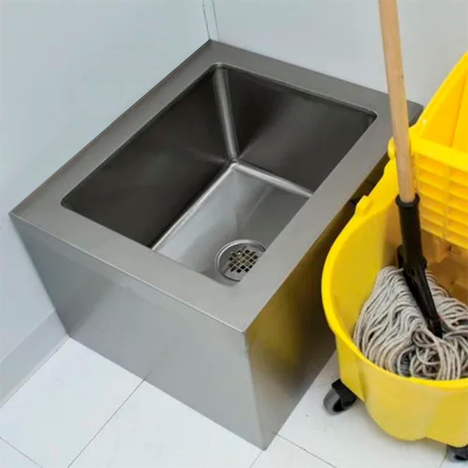 Stainless Steel Floor Mop Sink. 24" x 24" x 13" Sink