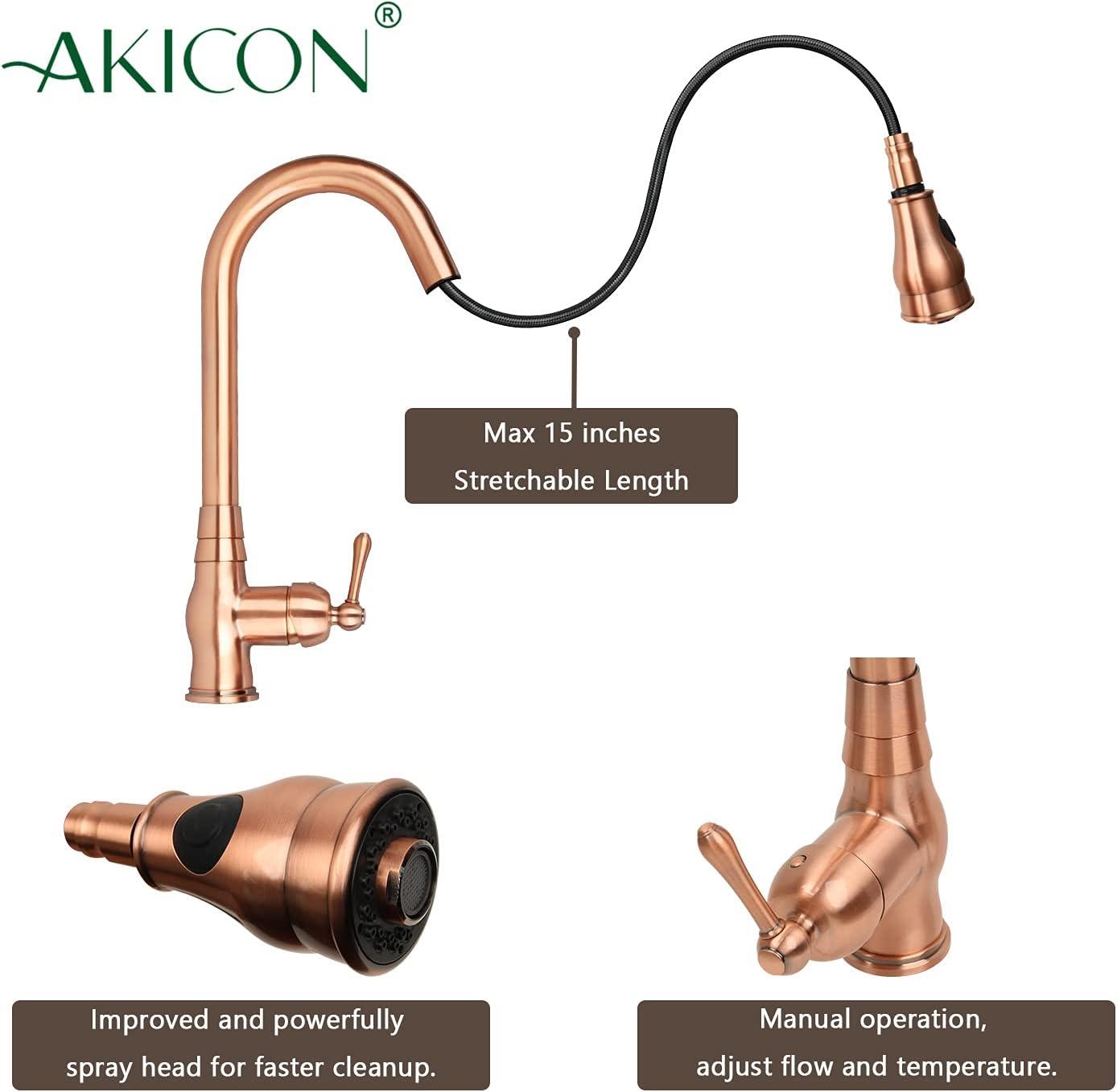 Copper High-Arch Single Handle Kitchen Faucet with 360 Swivel