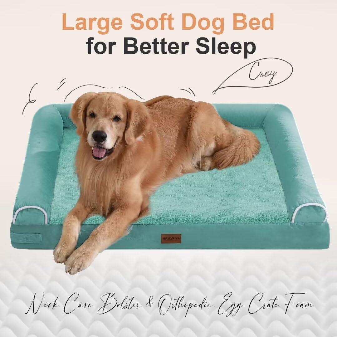 Large Dog Bed Orthopedic Washable: Beds Bolster XL Bed Big XLarge Dogs Memory Foam Sofa Couch Waterproof Removable Cover - Brown