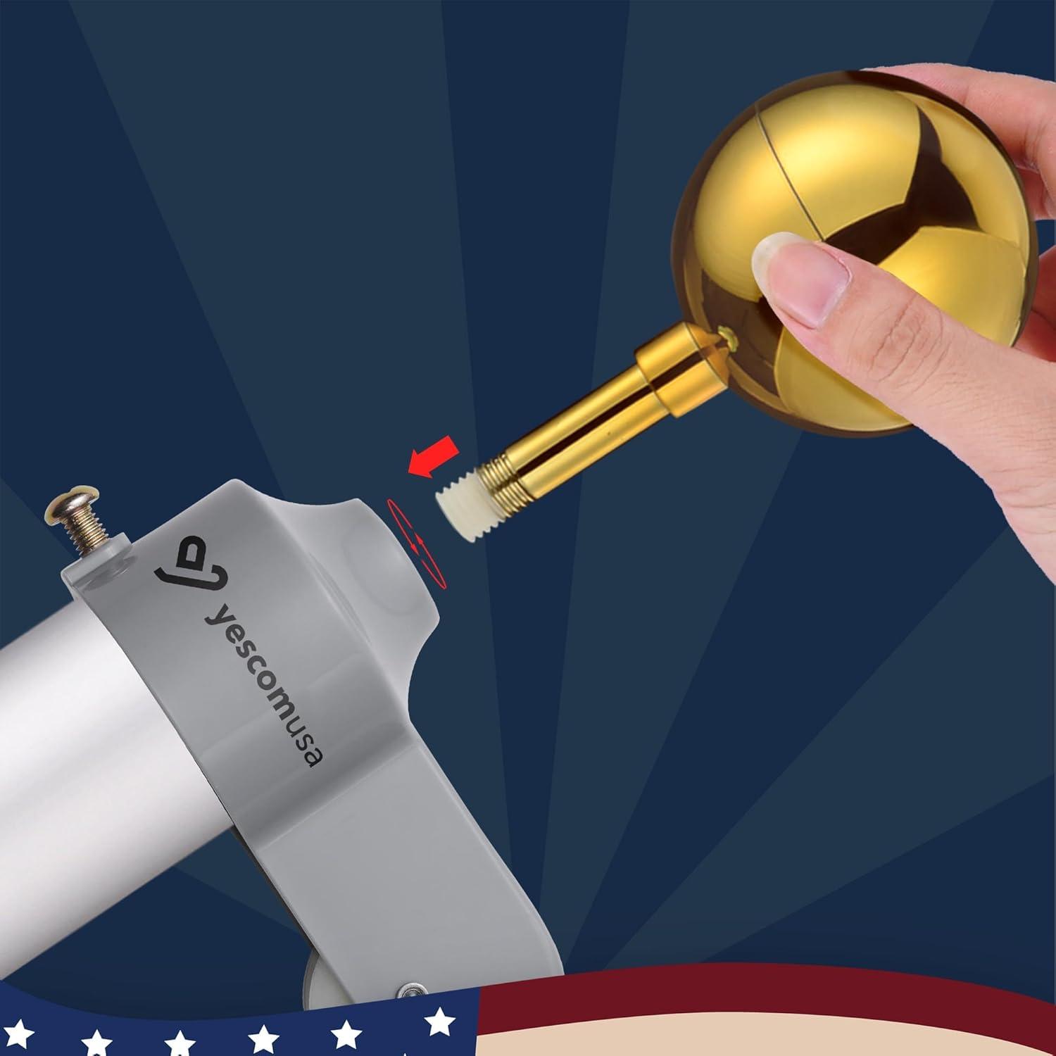 Yescom Bravery 20 Ft Aluminum Sectional Flagpole Kit 3'x5' US Flag Gold Ball Kit Hardware Outdoor Garden Halyard Pole