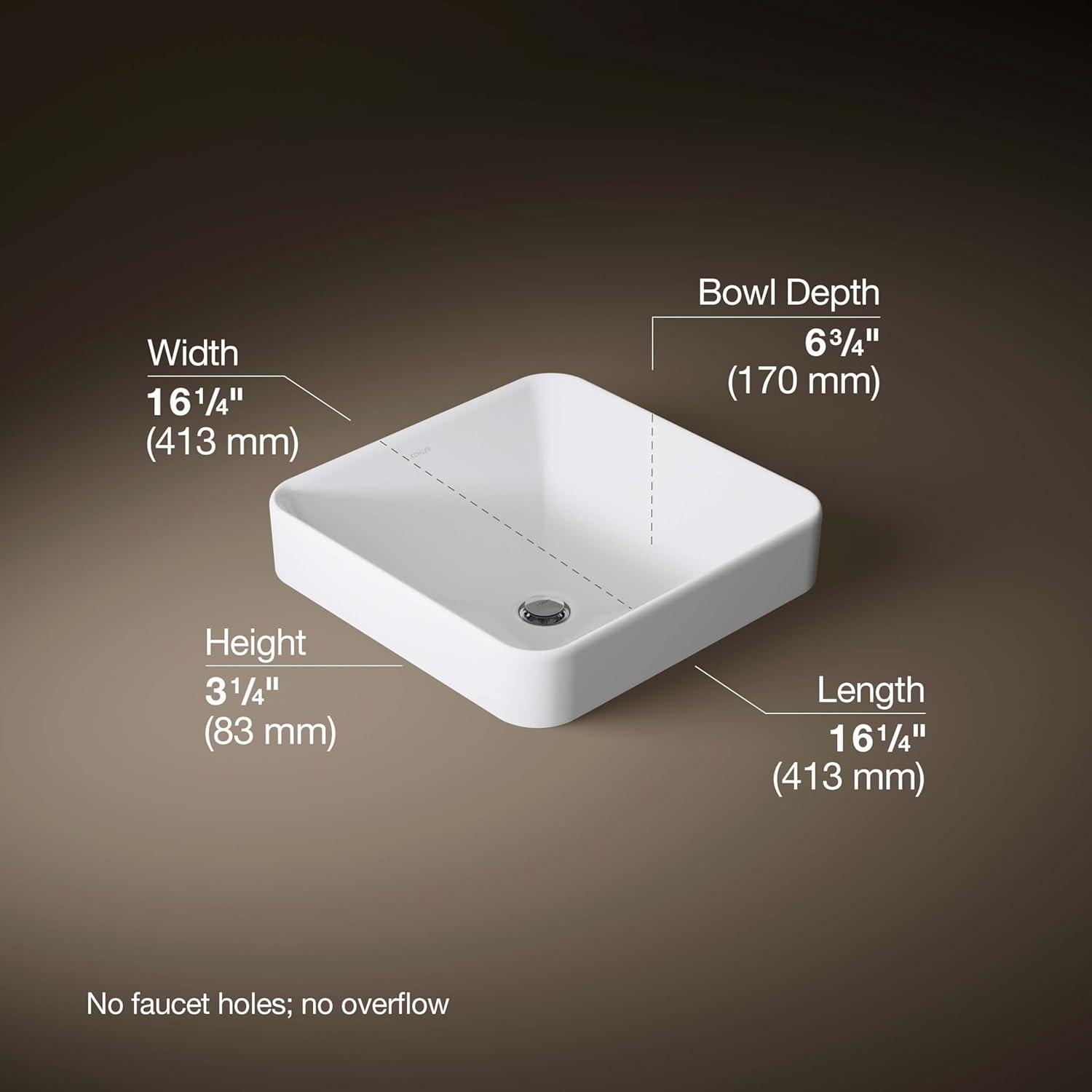 Vox® Ceramic Square Vessel Bathroom Sink with Overflow