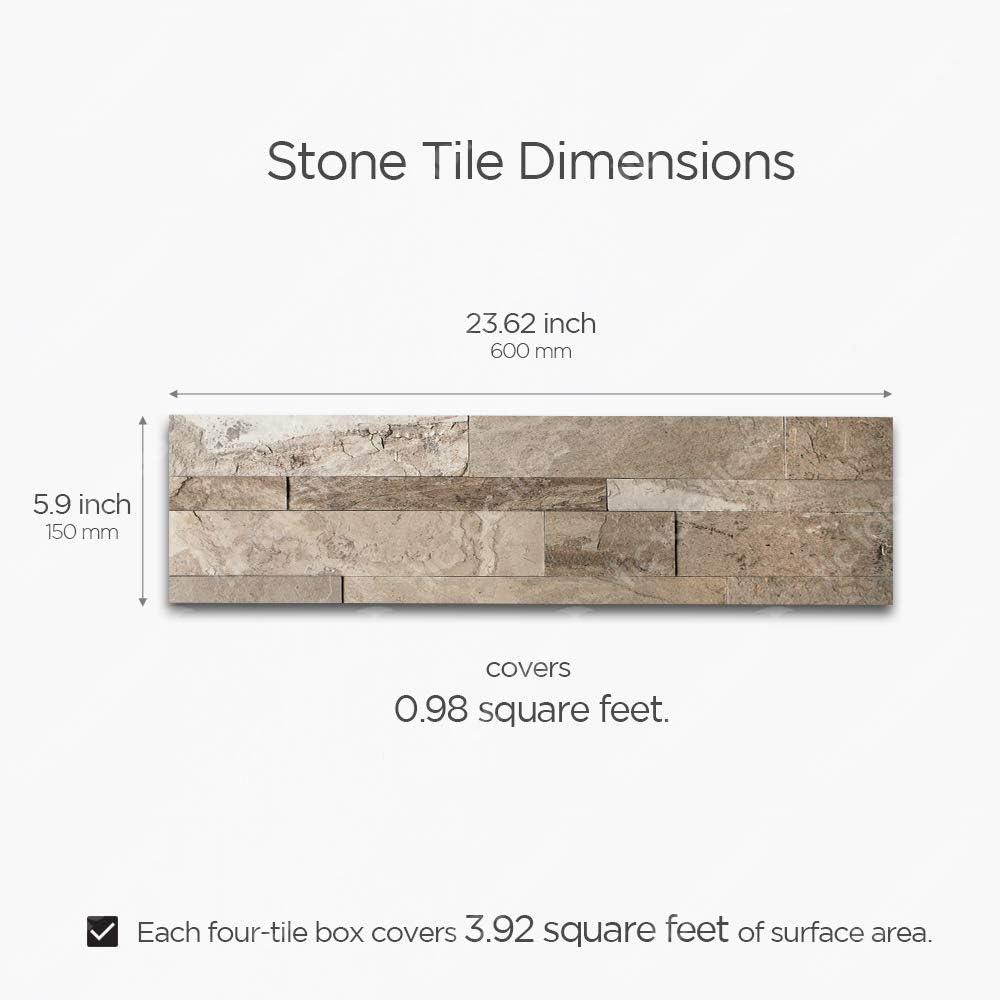 5.9'' W x 23.6'' L Natural Stone Peel and Stick Mosaic Tile