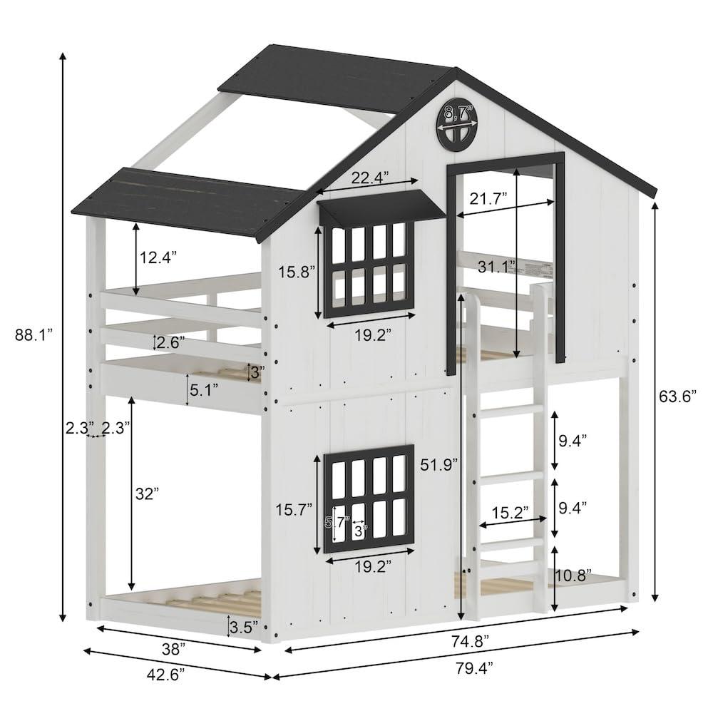 Child Craft Play House Twin Over Twin Standard Bunk Bed