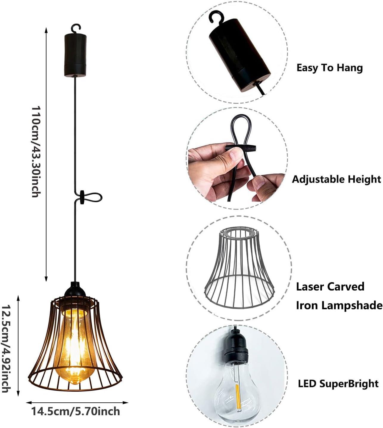 3X Outdoor Chandelier Pendant Light for Gazebo Battery Operated Boho Hanging Lamp with Remote Decorative Lights Indoor Lantern Powered by 4*AA Batteries for Porch Christmas Party Decor