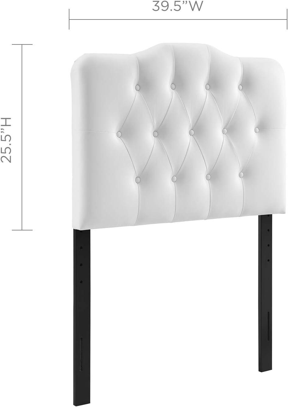 White Twin Tufted Faux Leather Upholstered Headboard