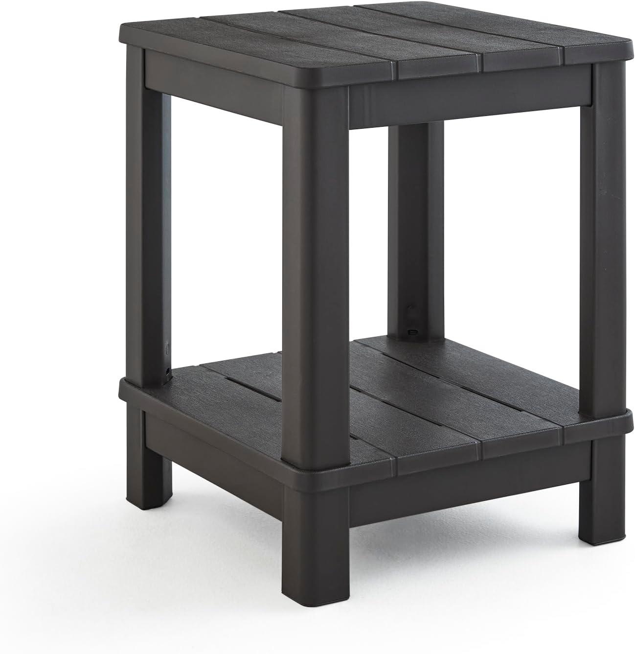 Deluxe 20 in. Resin Brown Square Patio Side Table With Storage