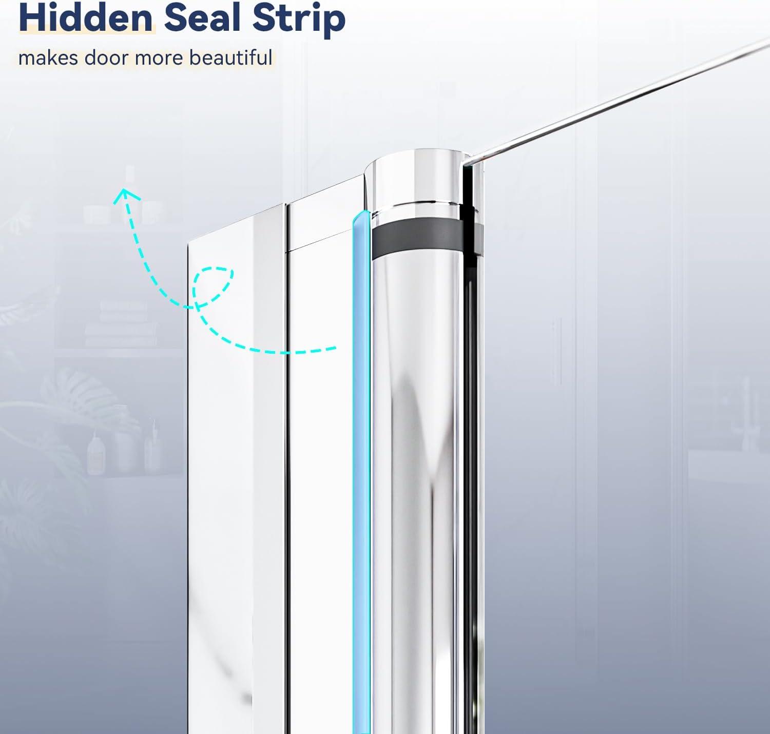 Sarlai 30 - 31 3/8" W x 72" H BiFold Frameless Glass Shower Door with Clear Tempered Glass S-SD3072BF-CH