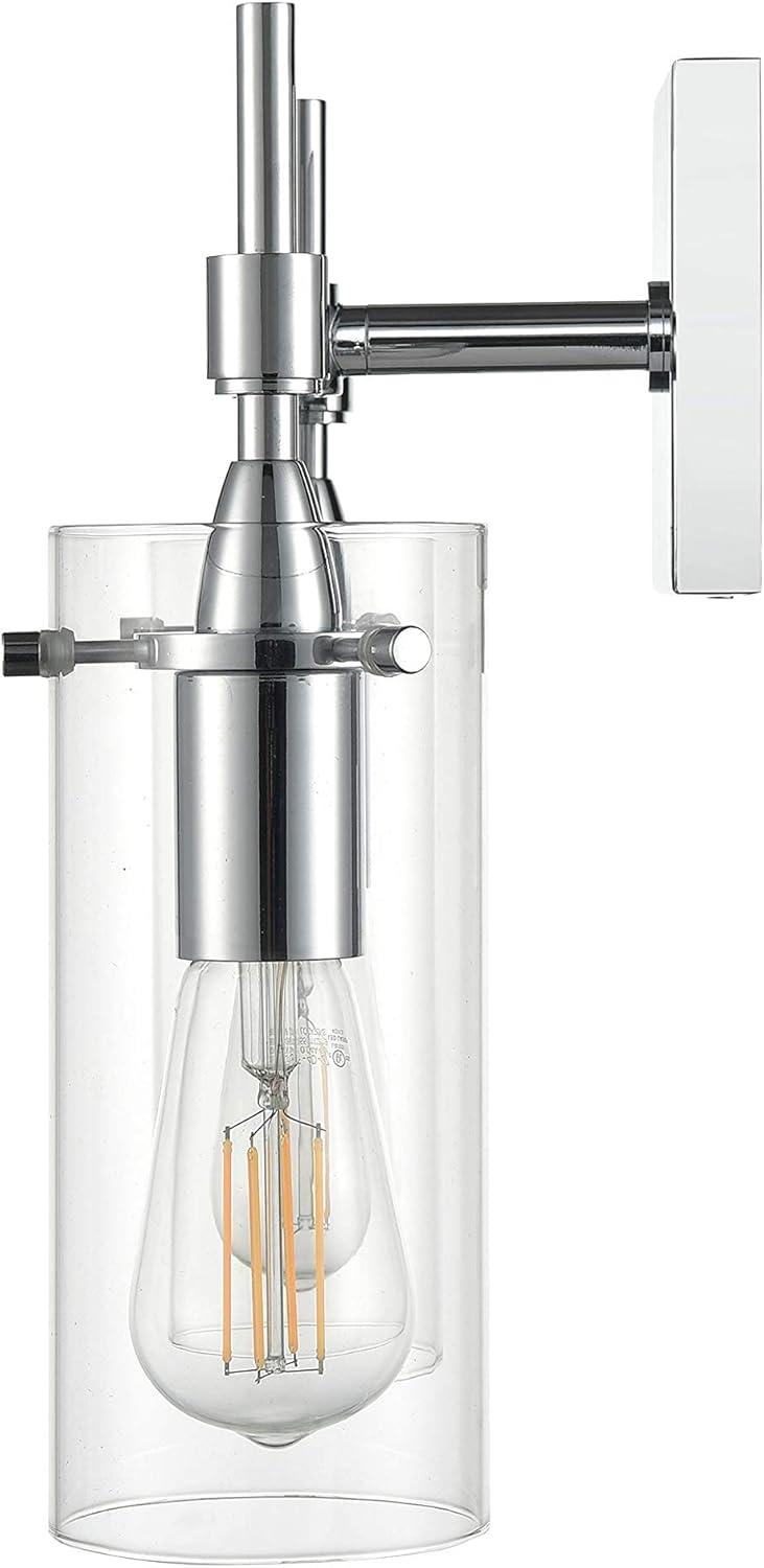 Linea di Liara Effimero Modern Farmhouse Bathroom Vanity Lights Fixtures 4 Lights Over Mirror Chrome Vanity Lights for Bathroom Light Fixtures Industrial Lighting Clear Glass Covers, UL Listed