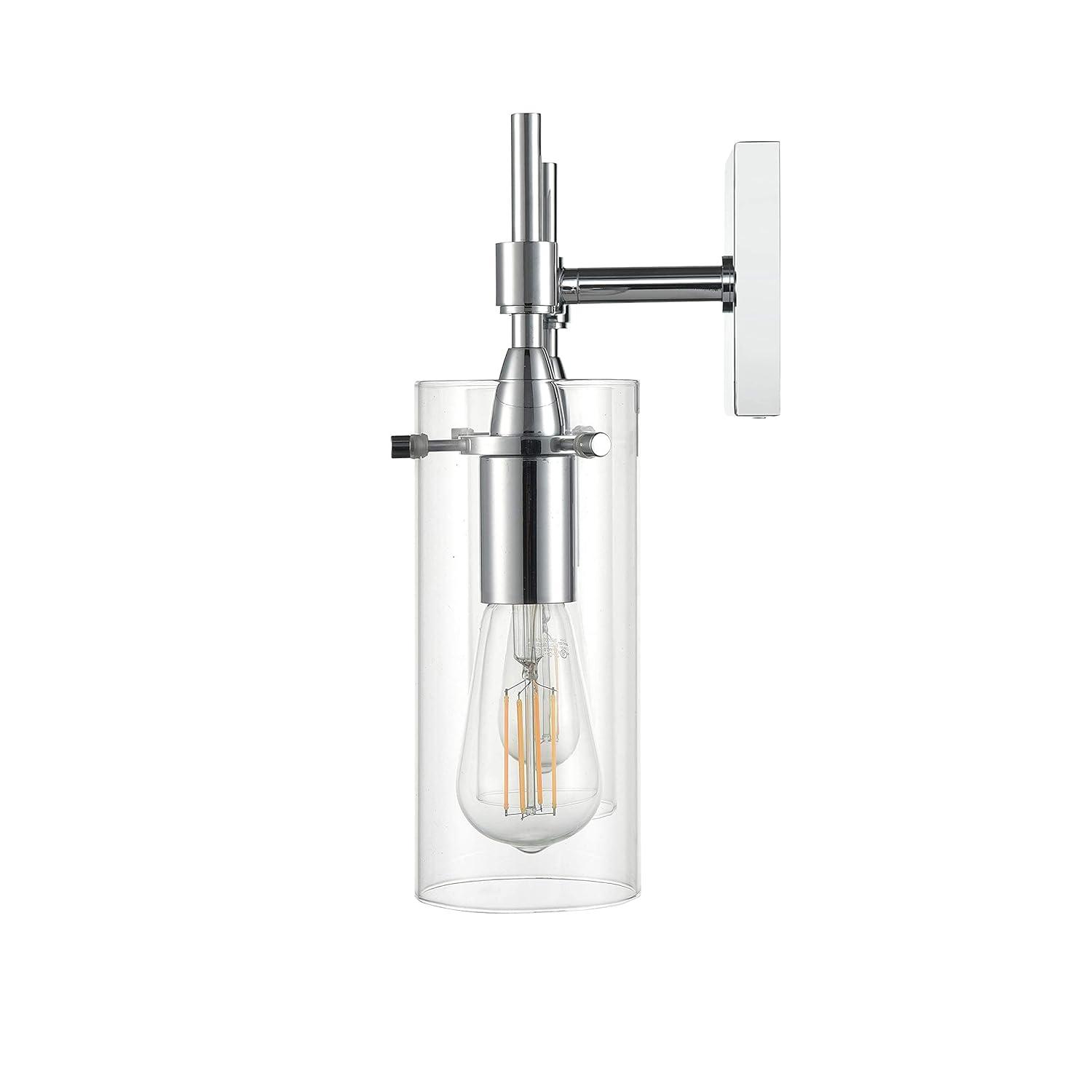 Linea di Liara Effimero Modern Farmhouse Bathroom Vanity Lights Fixtures 4 Lights Over Mirror Chrome Vanity Lights for Bathroom Light Fixtures Industrial Lighting Clear Glass Covers, UL Listed