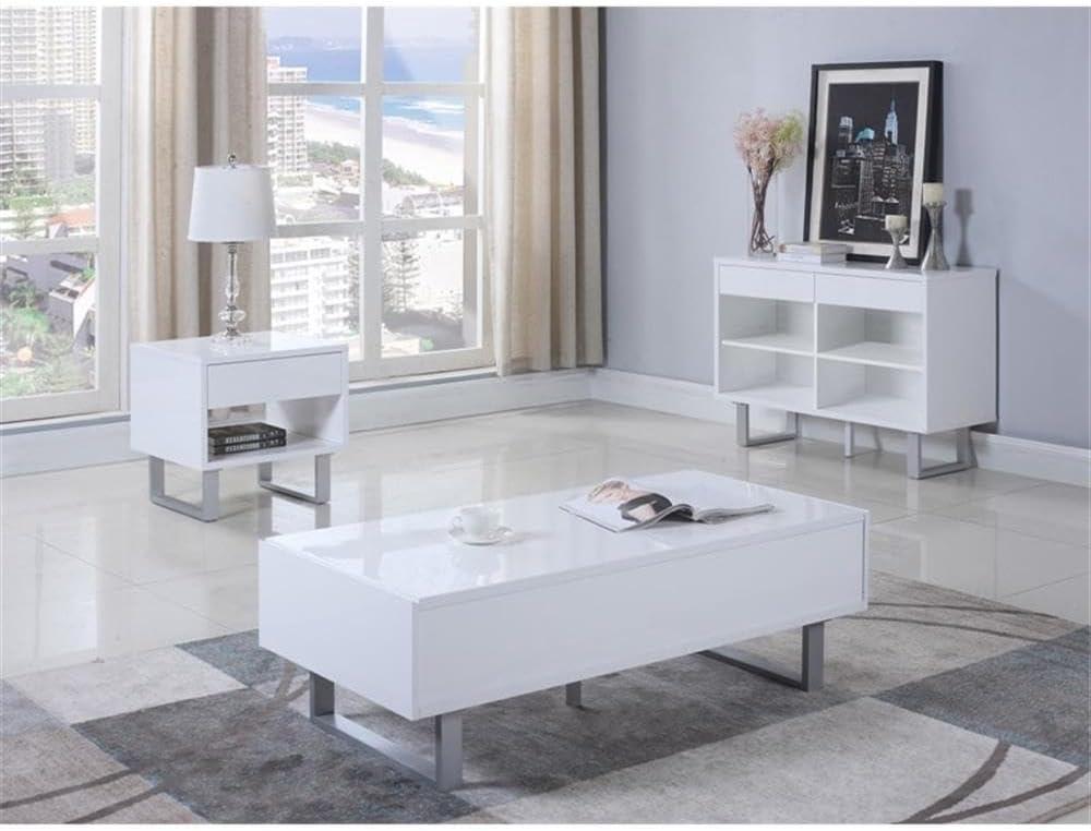 Coaster Contemporary Wood Storage End Table with 1-Drawer in White