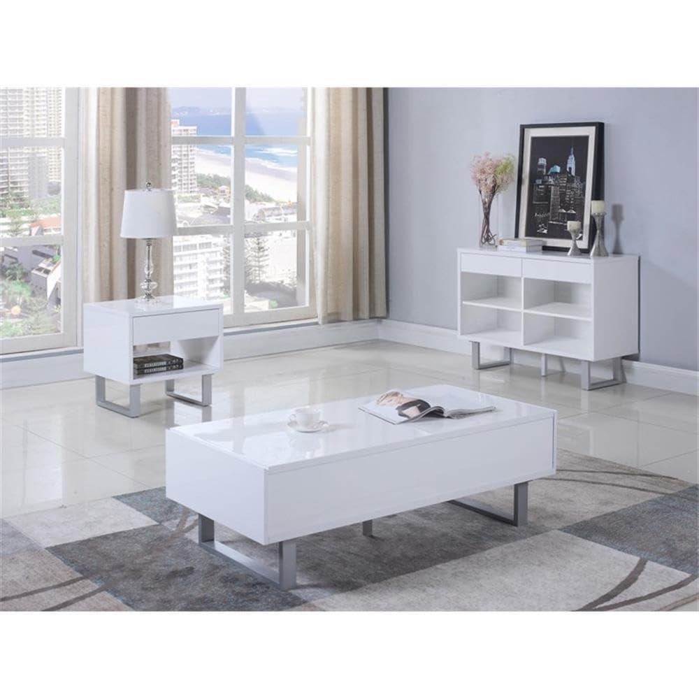 Coaster Contemporary Wood Storage End Table with 1-Drawer in White