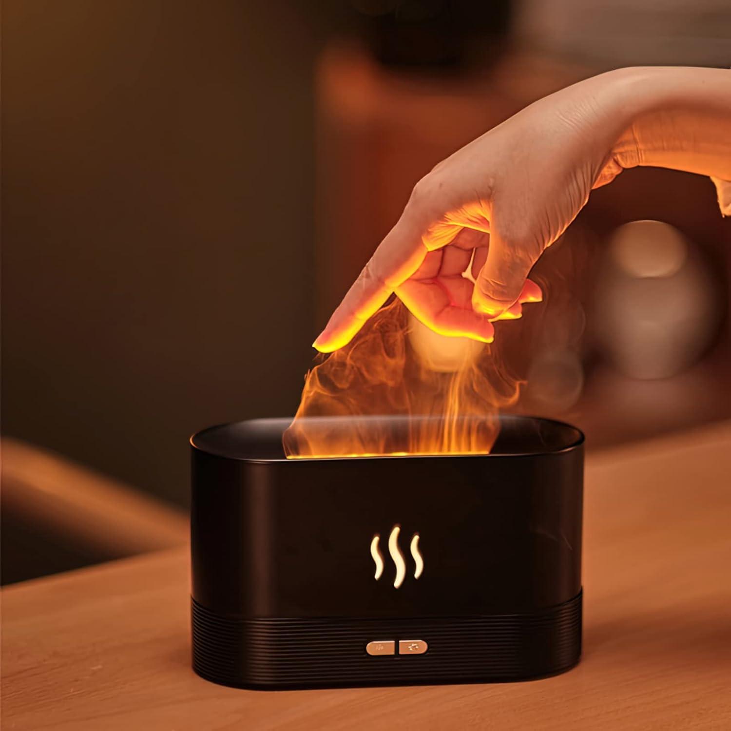 180ml Flame Air Humidifier Essential Oil Diffuser, TSV 3D USB 7 Color Light Aroma Diffuser for Home, Office, Spa, Gym